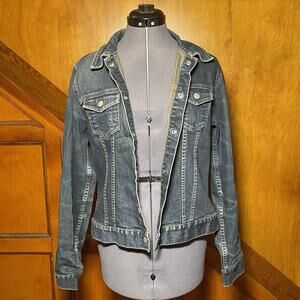 Old Navy - Denim Dark Wash Jacket - Women Size Large - Pre-owned, Good Condition